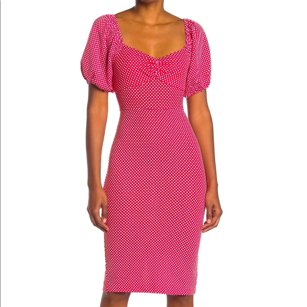 Betsy Johnson Puff sleeve sweetheart MIDI dress
